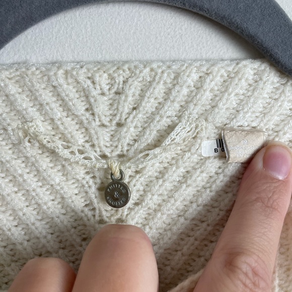 Anthropologie Fuzzy Puff Sleeve Sweater Cream Med - Picture 5 of 7